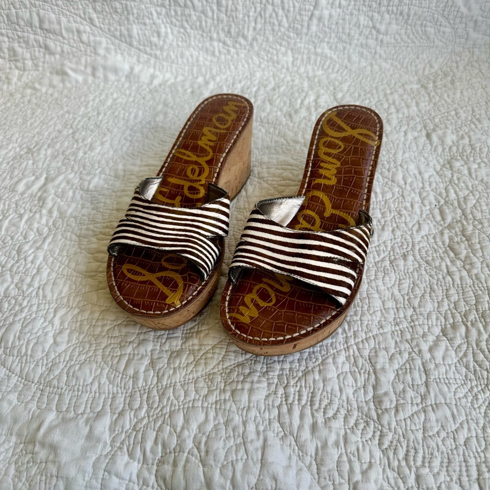Sam Edelman Brown and Black Slide Sandals